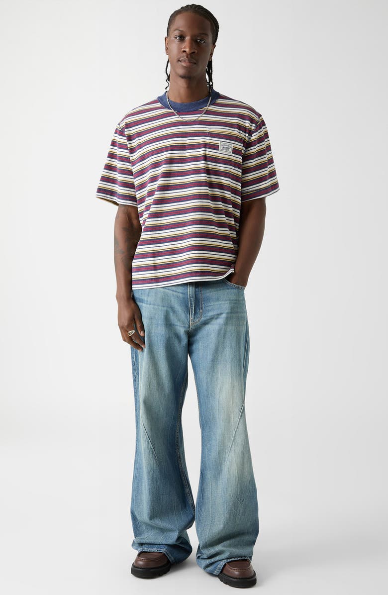 GUESS ORIGINALS Stripe Boxy Crop Pocket T-Shirt, Alternate, color, Blue Multi