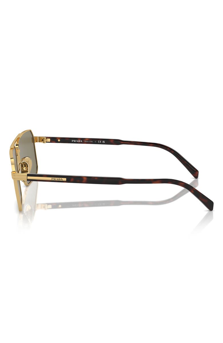 Prada 61mm Rectangular Sunglasses, Alternate, color, Gold/ Lite Brown