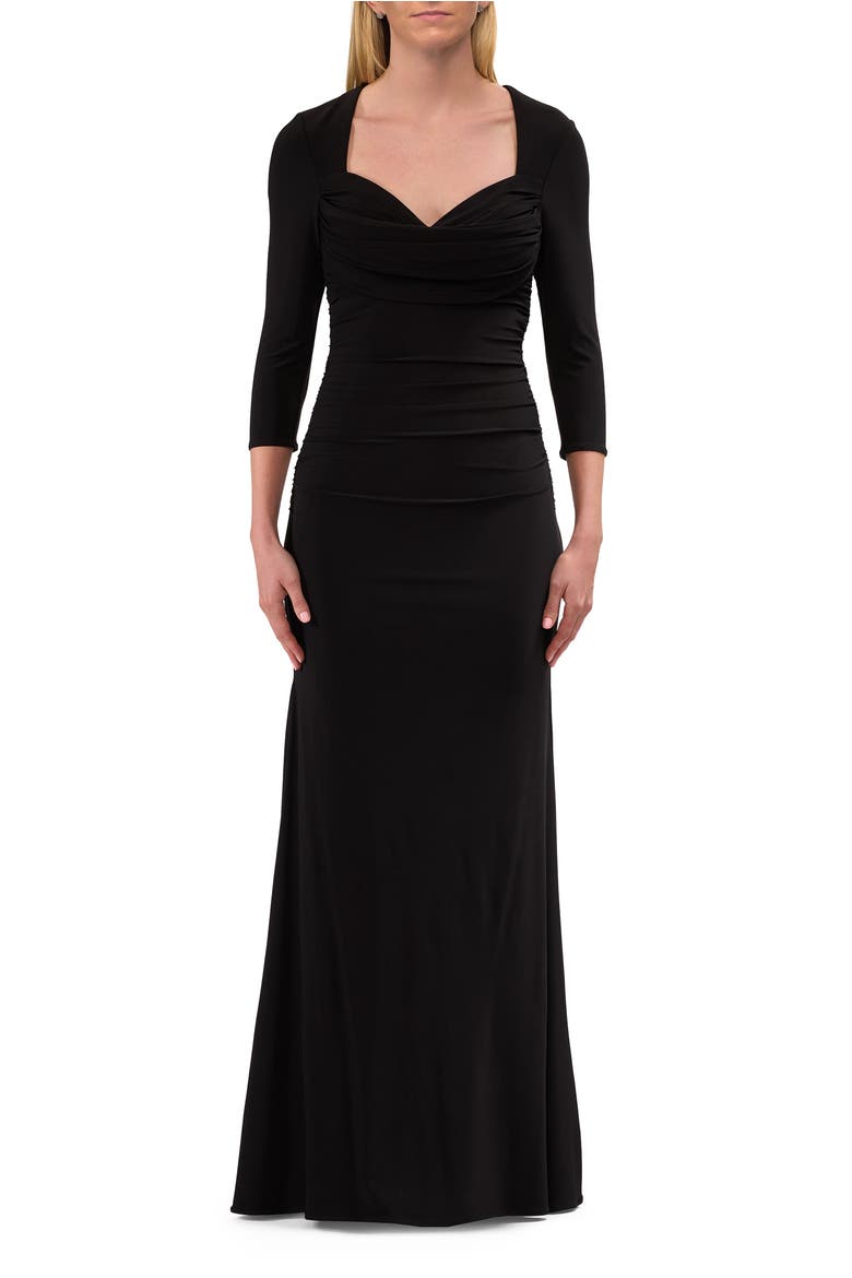Simple Jersey Dress with Ruching and Sweetheart Neckline, Main, color, Black