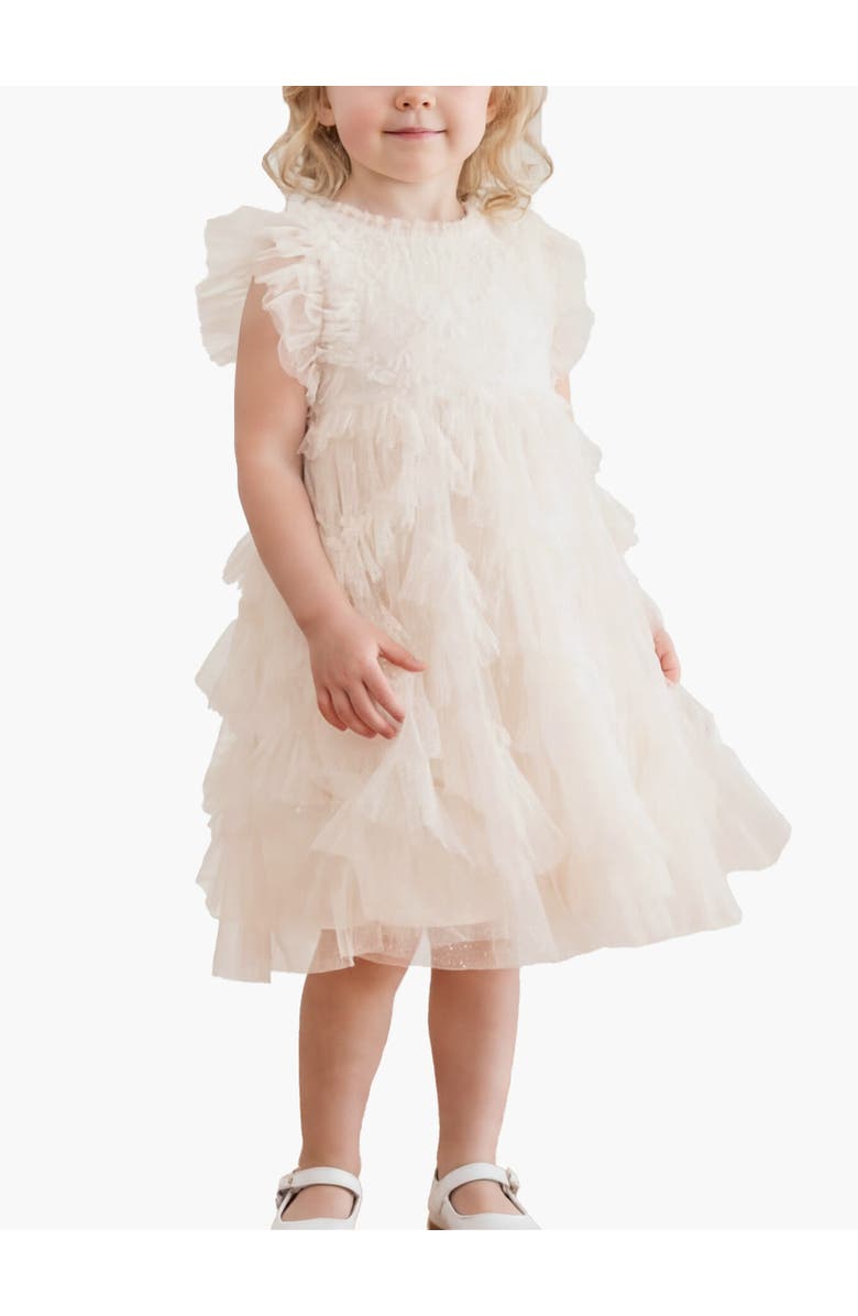 Needle & Thread Genevieve Embroidered Ruffle Baby Dress, Alternate, color, Cream