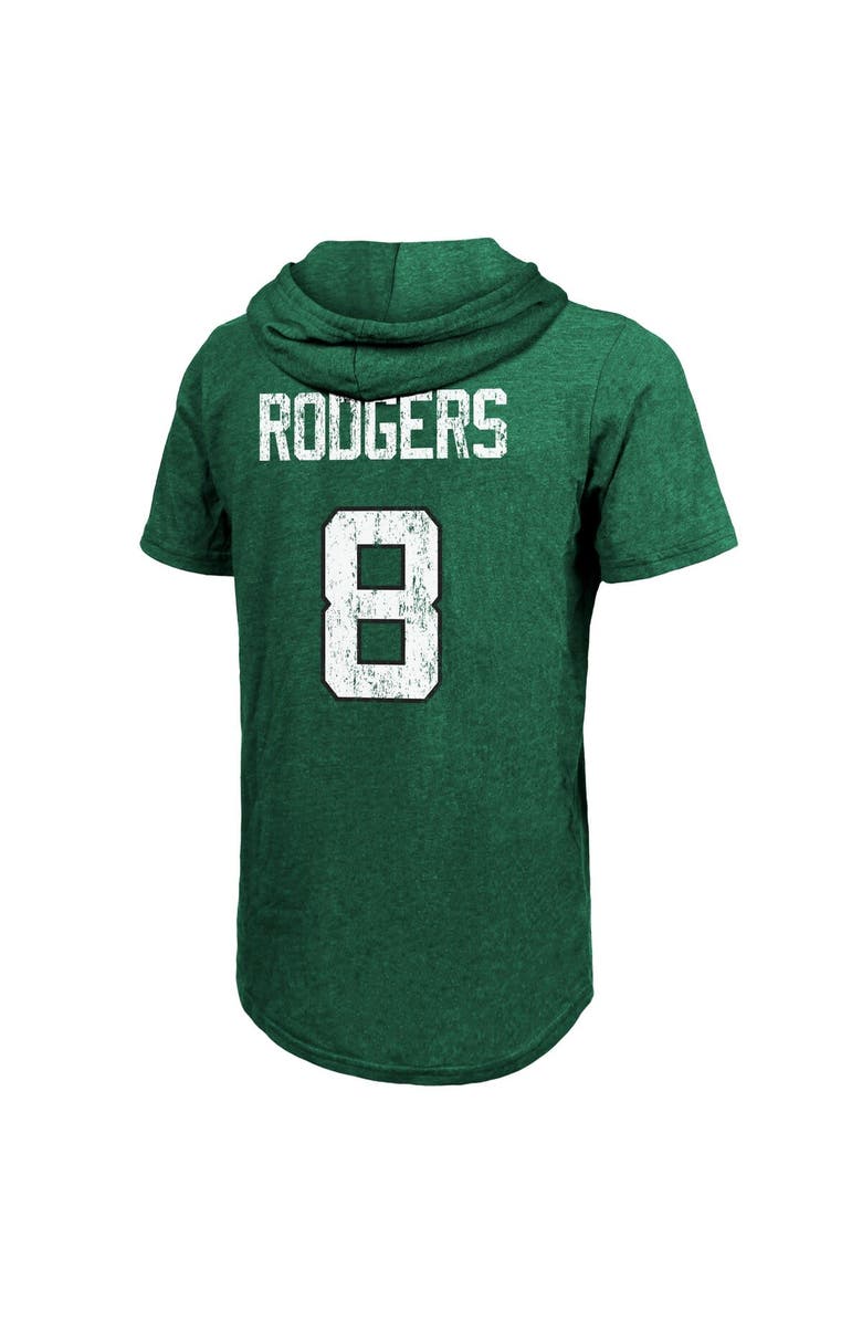 Majestic Threads Men's Majestic Threads Aaron Rodgers Green New York Jets Player Name & Number Tri-Blend Slim Fit Hoodie T-Shirt, Alternate, color, 