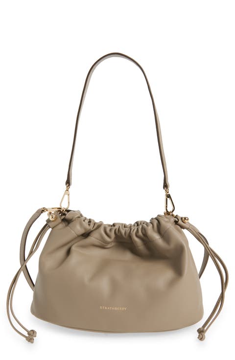 Drawstring Pouch Leather Shoulder Bag