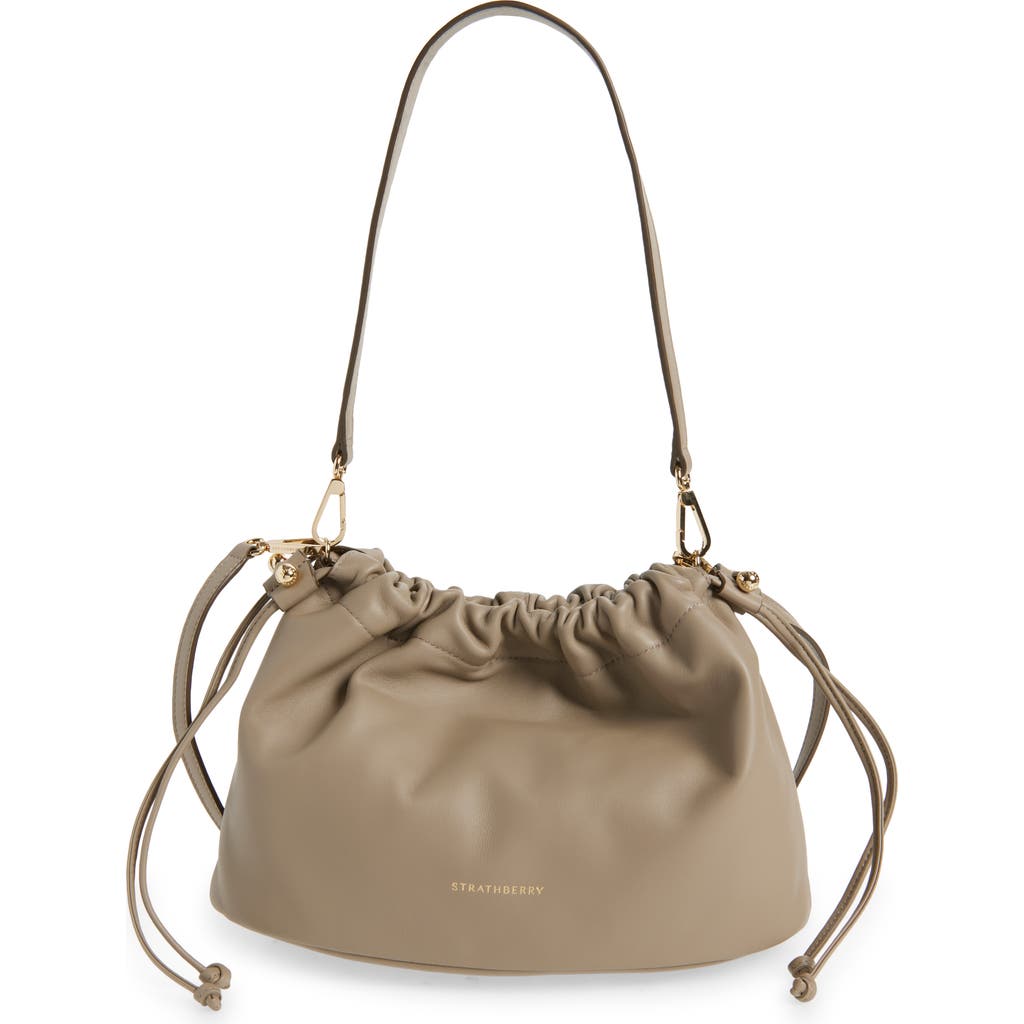 Strathberry Drawstring Pouch Leather Shoulder Bag In Brown