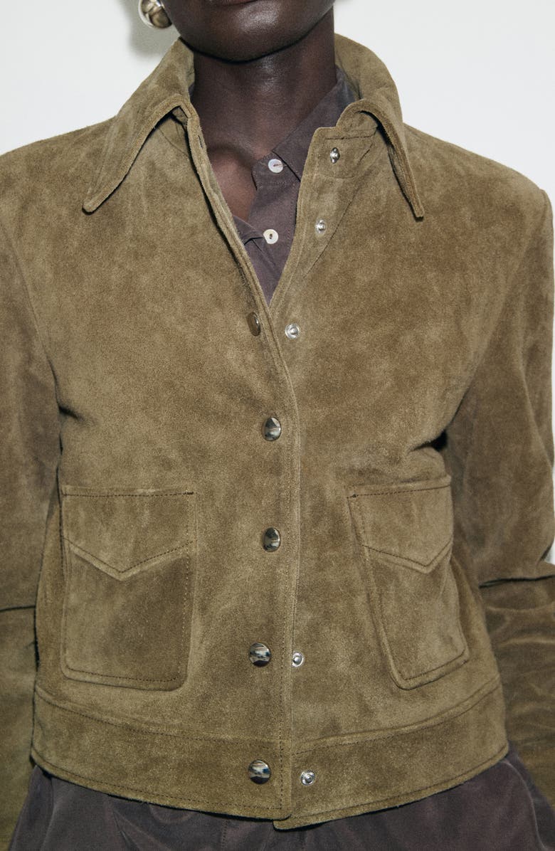 MANGO Suede Jacket, Alternate, color, Khaki Green