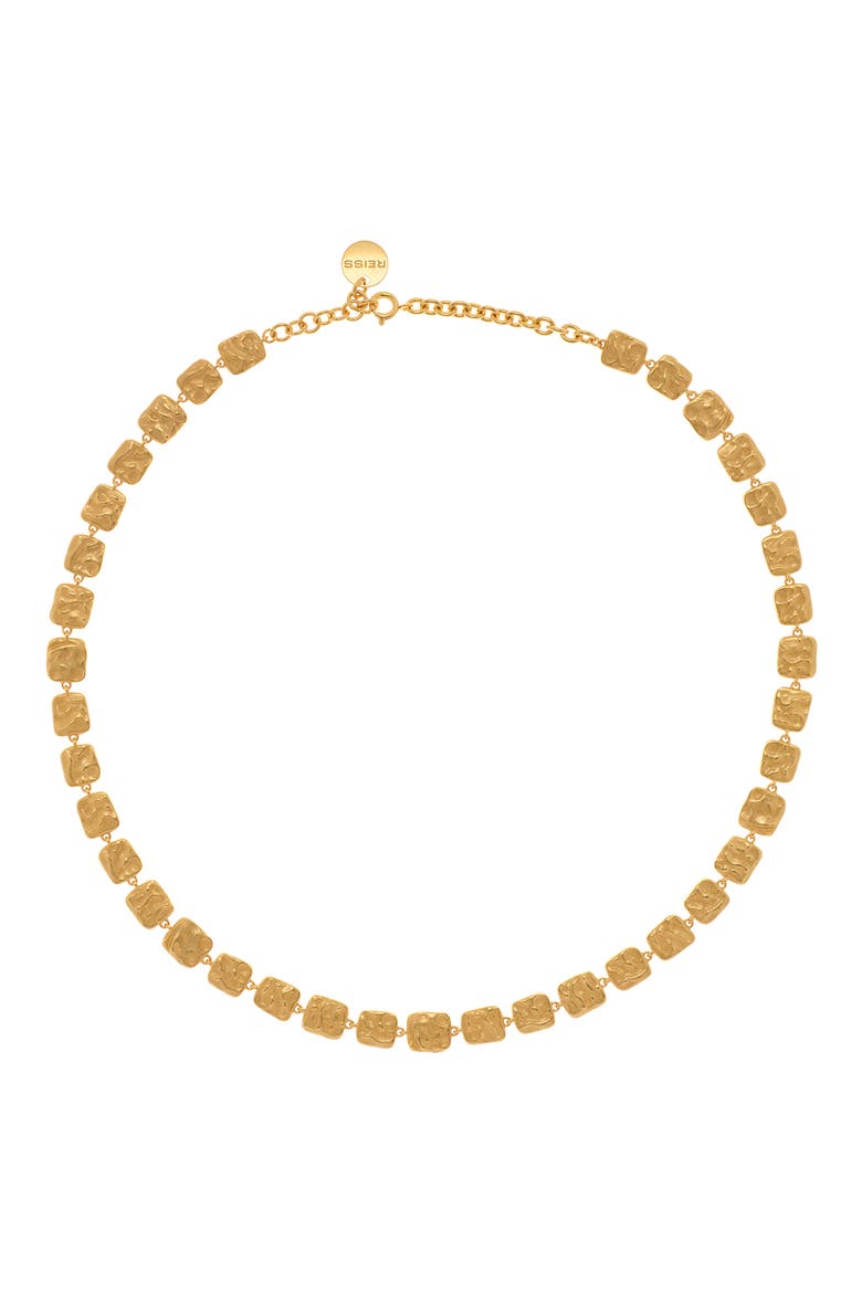 Mila Molten Square Necklace, Main, color, GOLD TONE