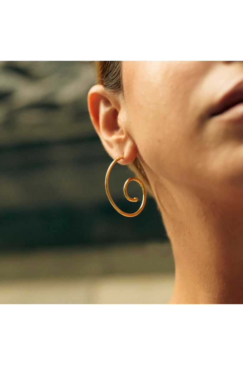 Spiral Sterling Silver Stud Earrings, Alternate, color, Gold