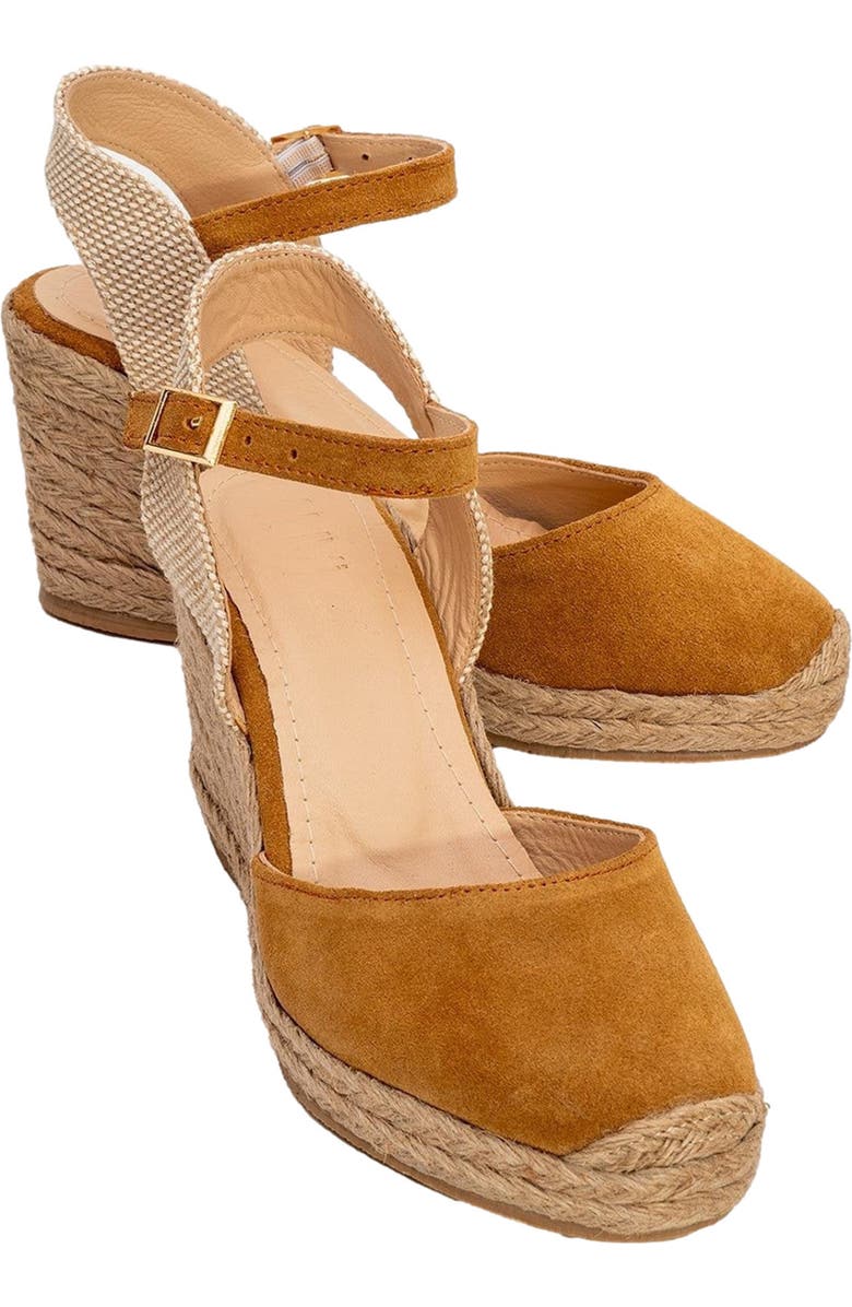 Forever & Always Shoes Sinta Suede Leather Platform Espadrille, Alternate, color, Light Brown Leather