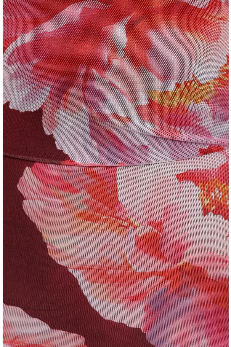 Chiara Floral Flutter Ruffle Maxi Dress, Alternate, color, BURGUNDY PEONY