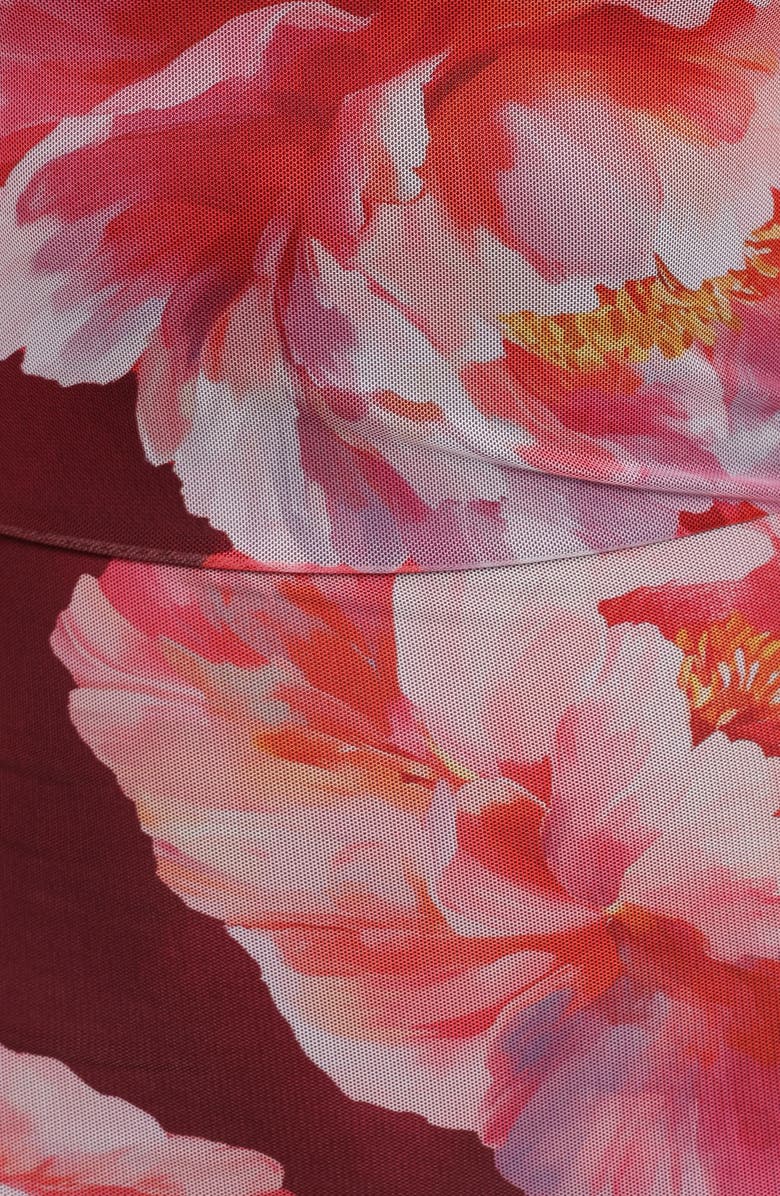 Petal & Pup Chiara Floral Flutter Ruffle Maxi Dress, Alternate, color, Burgundy Peony