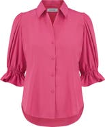 The Noli Shop Cindy Ruffle Sleeve Shirt