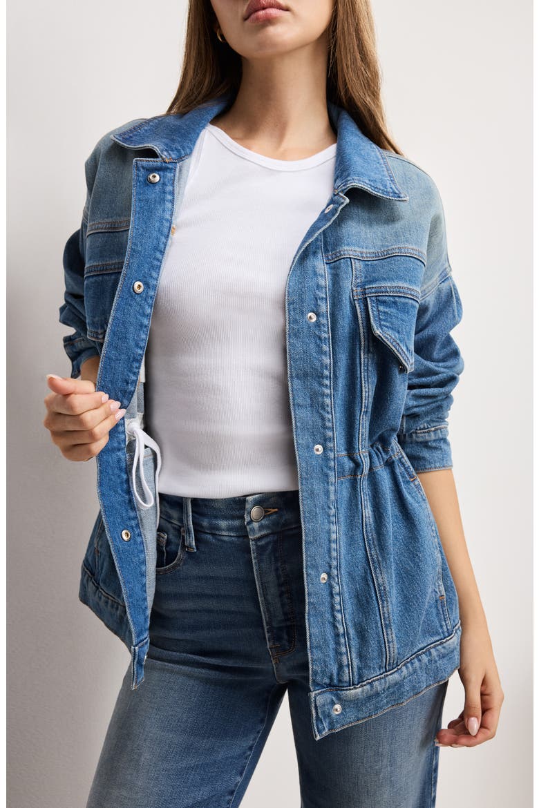 Barrel Sleeve Denim Jacket, Alternate, color, INDIGO912