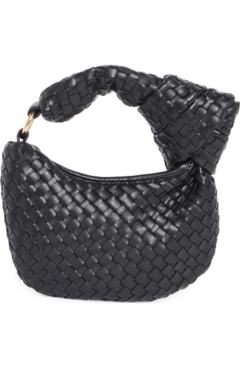 Melie Bianco Brigitte Mini Woven Bag Charm, Main, color, Black