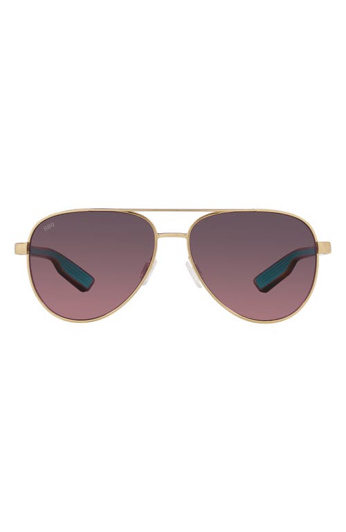 Costa Del Mar Peli 57mm Gradient Pilot Sunglasses in Gold 