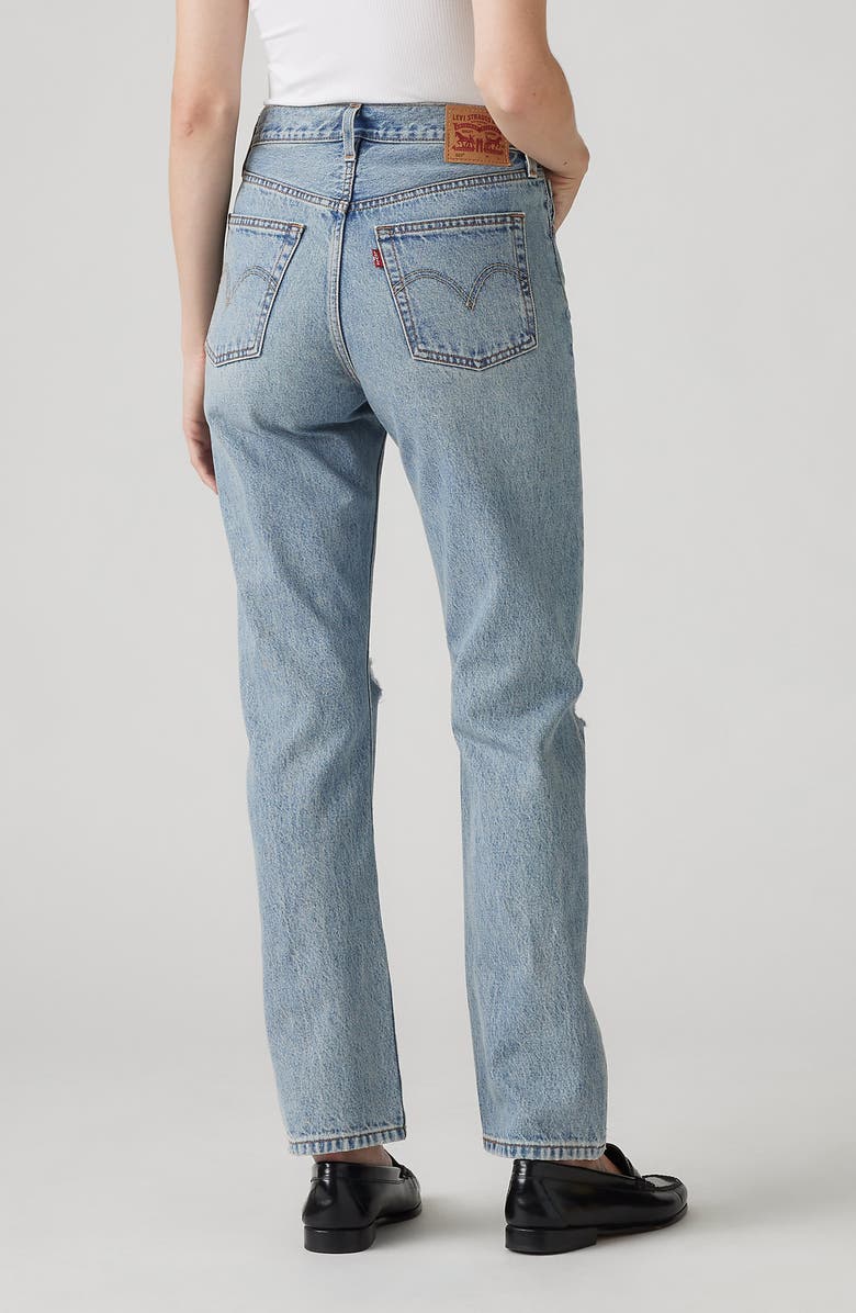 Levi's<sup>®</sup> 501<sup>®</sup> Ripped High Waist Straight Leg Jeans, Alternate, color, Plan To Stay