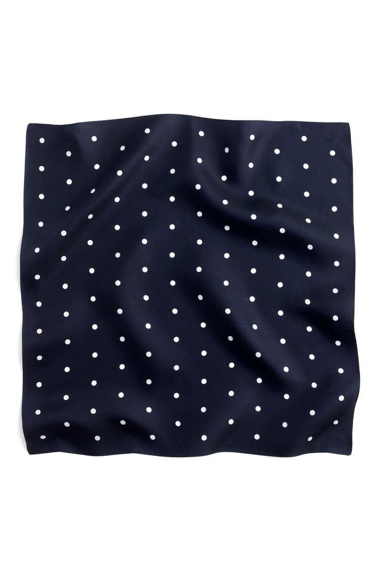 Polka Dot Italian Silk Scarf, Alternate, color, NAVY