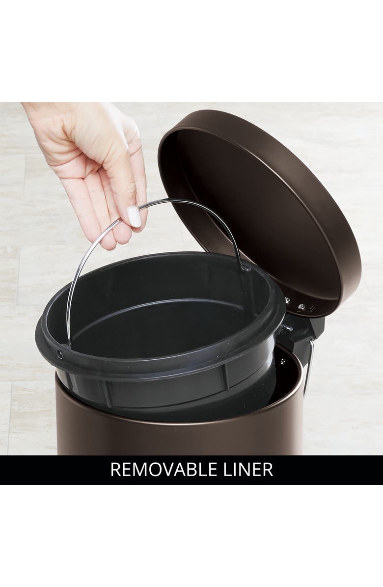 iDesign Round 1.3 Gallon Steel Step Trash Can - Set of 2 - Bronze, Alternate, color, Bronze