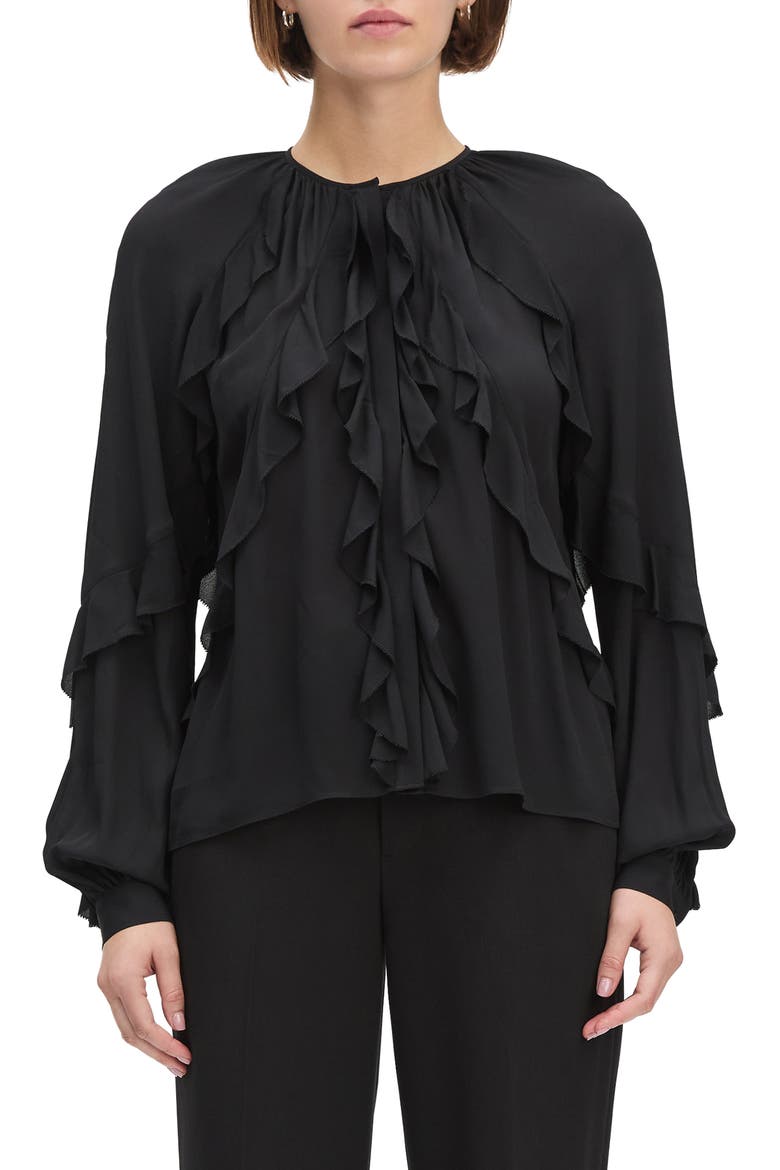 The Because of You Ruffle Top, Main, color, BLACK