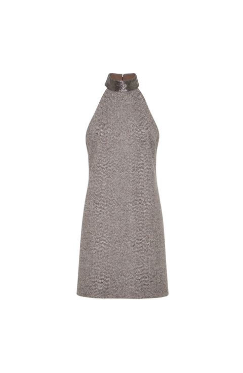 Tweed dress with monili