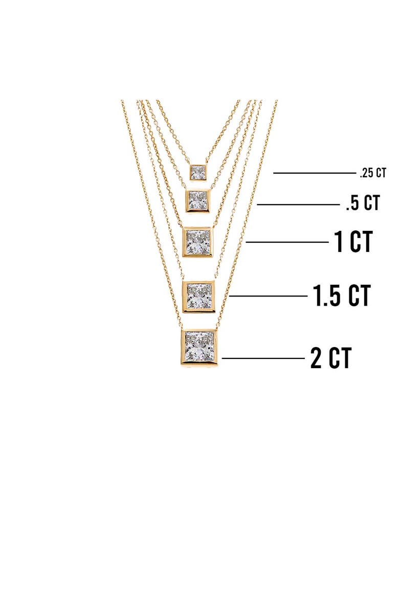 Lab Grown Diamond Princess Cut Bezel Necklace 14K, Alternate, color, 14K Gold - 1 Carat