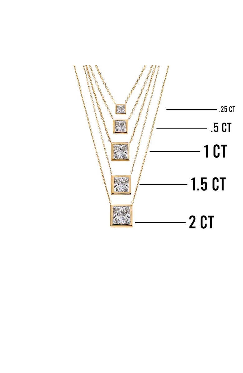 BY ADINA EDEN Lab Grown Diamond Princess Cut Bezel Necklace 14K, Alternate, color, 14K Gold - 1 Carat