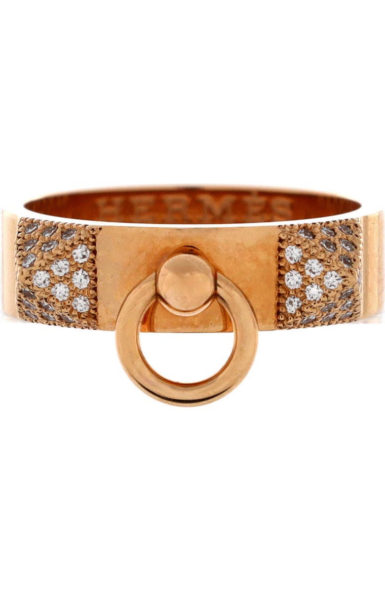 Pre-Owned Hermes Collier de Chien Ring 18K Rose Gold and Diamonds Small, Main, color, Rose Gold