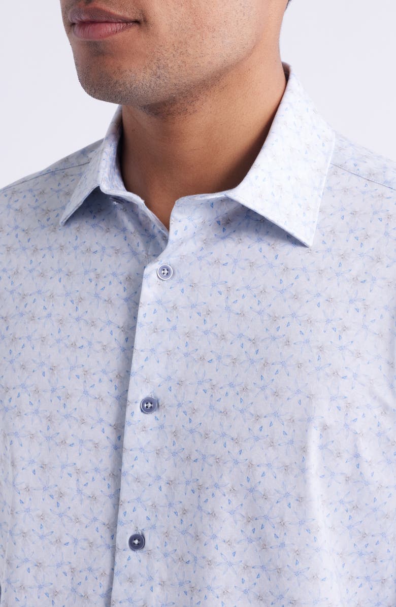Bugatchi Jimmy OoohCotton<sup>®</sup> Floral Button-Up Shirt, Alternate, color, Air Blue