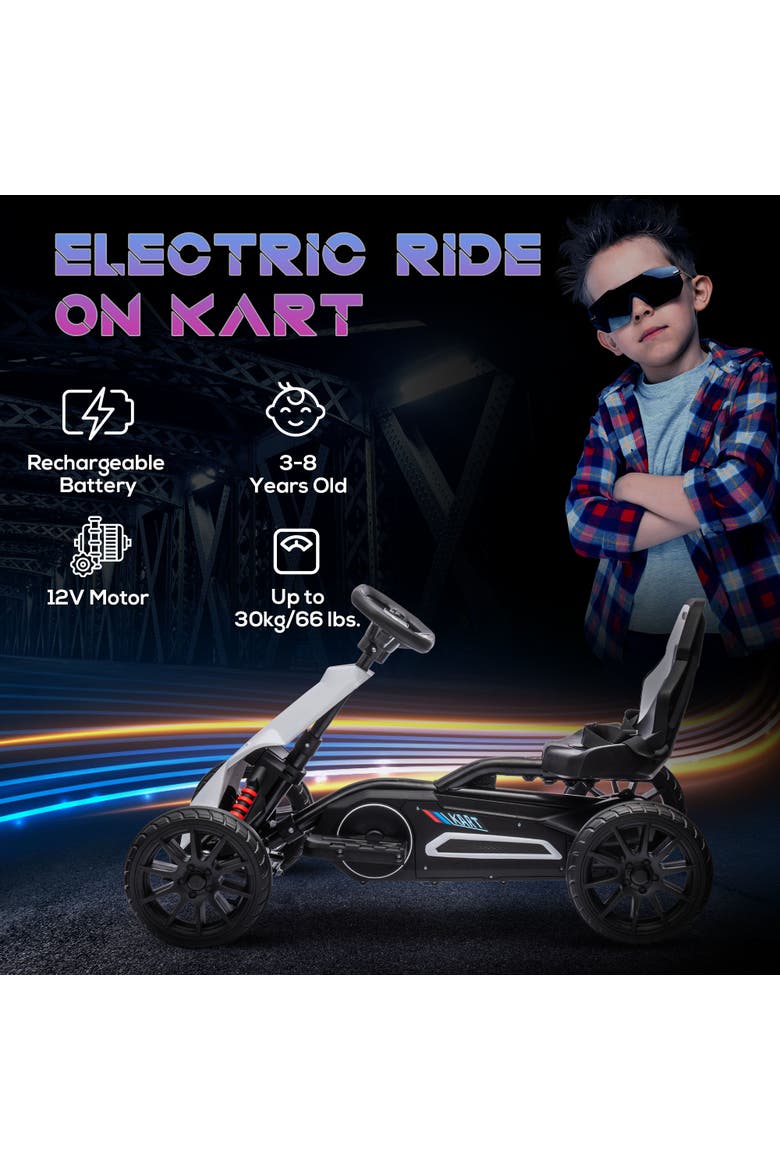 12V Kids Electric Go Kart with Forward Backward Drive Adjustable Speed, Alternate, color, White