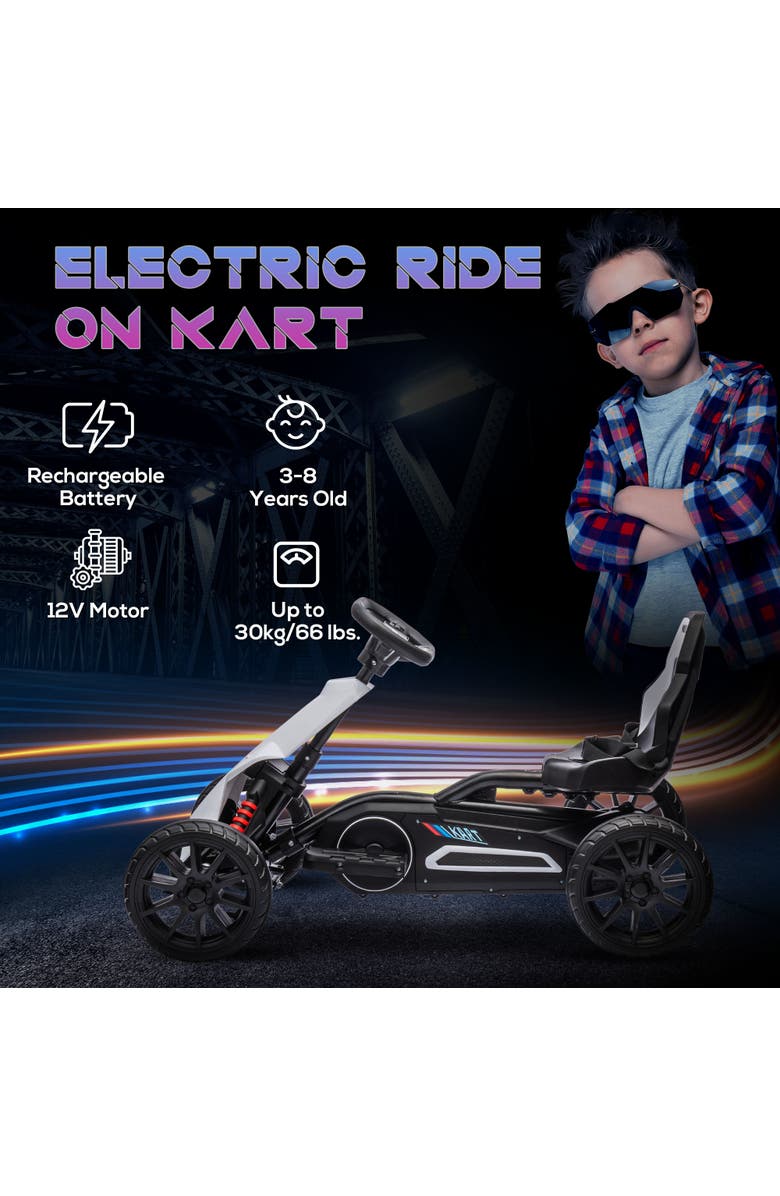 Aosom 12V Kids Electric Go Kart with Forward Backward Drive Adjustable Speed, Alternate, color, White