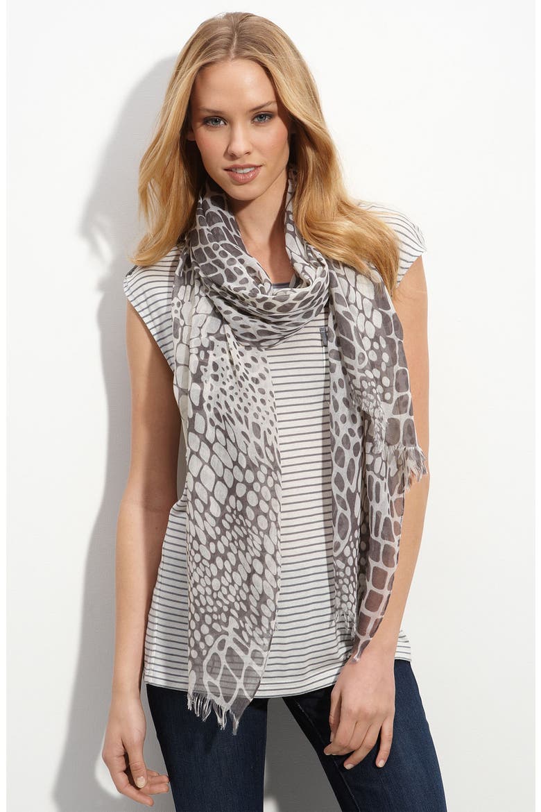 Animal Print Scarf, Main, color, BLACK/ WHITE