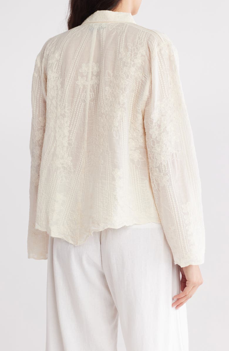 Forgotten Grace Floral Embroidered Cotton Button-Up Shirt, Alternate, color, Natural