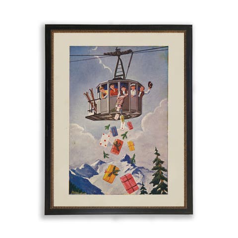 Ski Lift Gift Drop Print in Beaded Frame