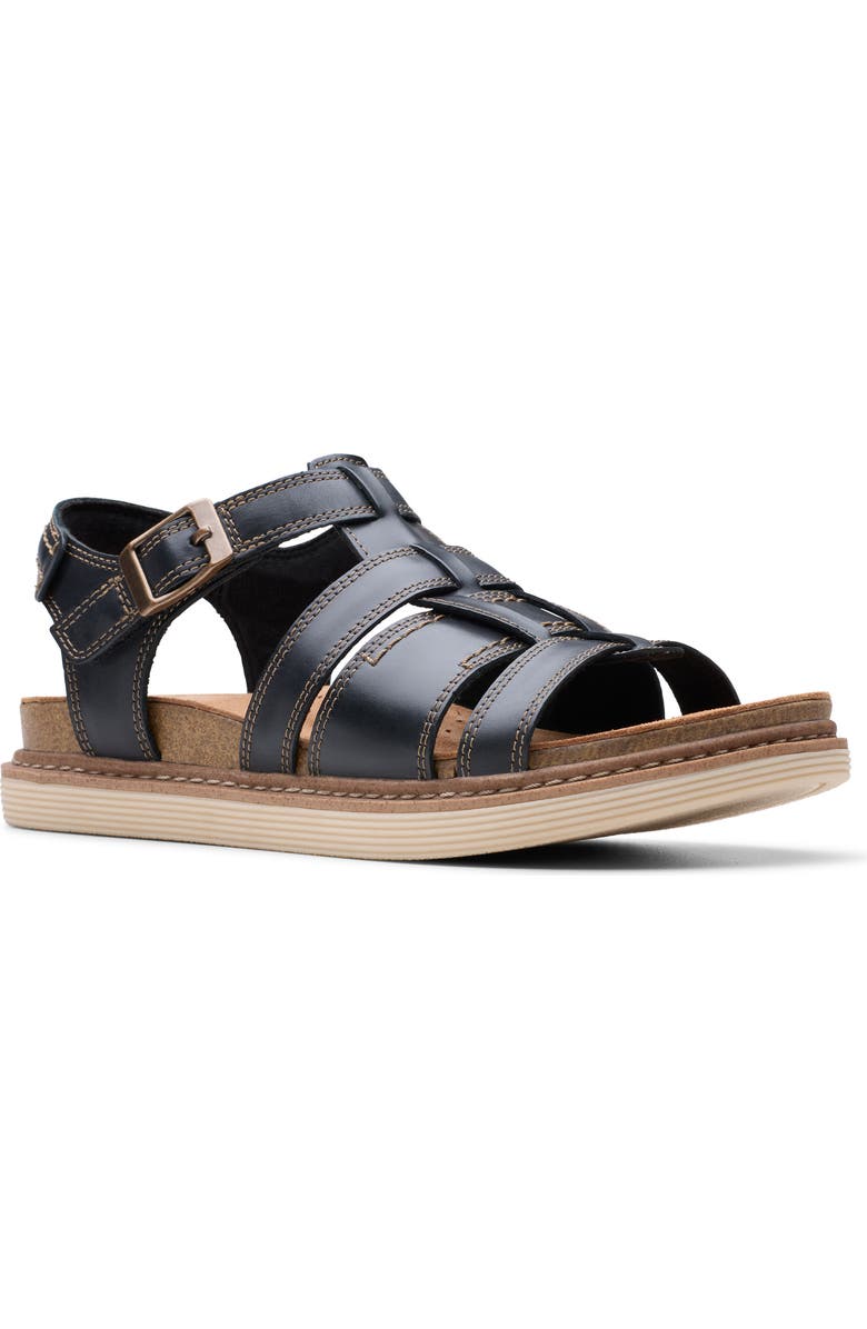 Clarks<sup>®</sup> Arwell Sun Cage Sandal, Main, color, Black Leather