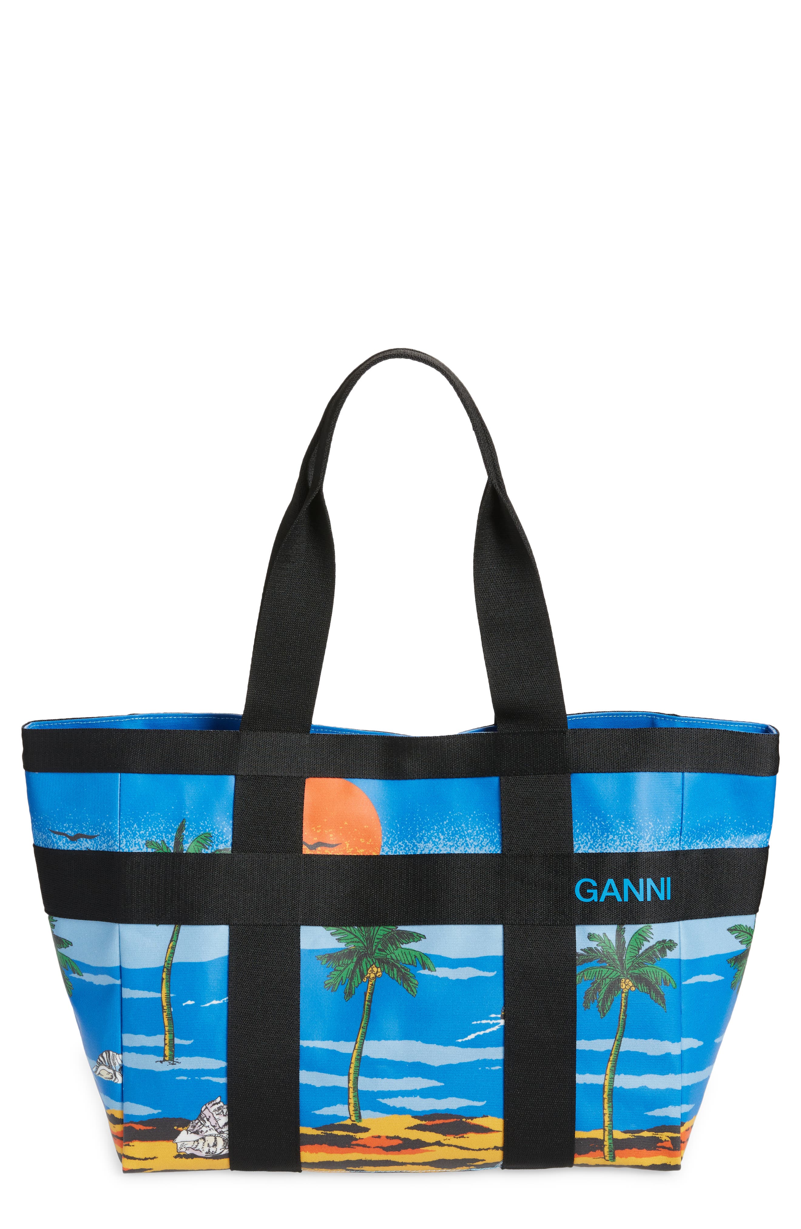 Ganni Coated Canvas Tote, Main, color, 