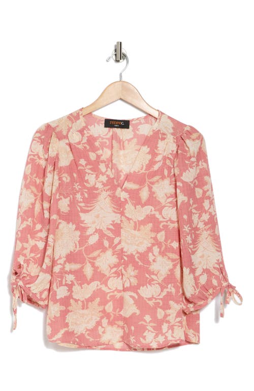 Shop Renee C Floral Puff Sleeve Blouse In Pink