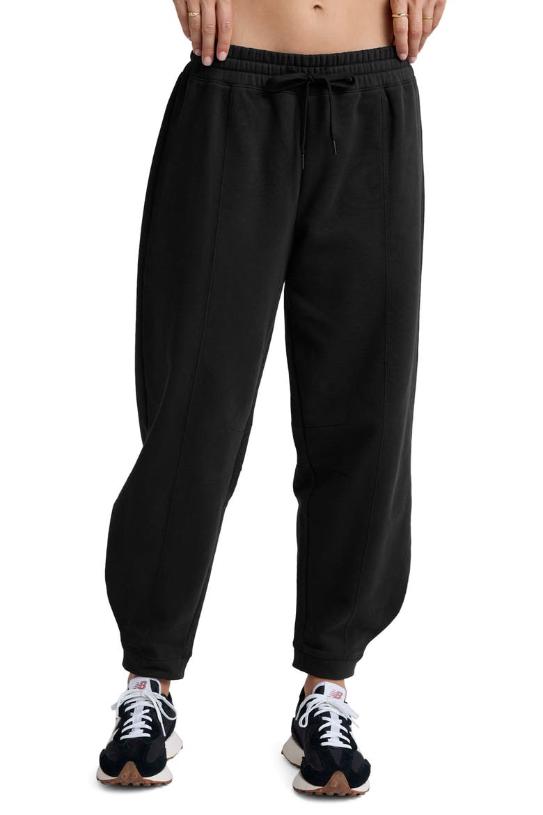 LuxeFleece Barrel Leg Sweatpants, Main, color, BLACK