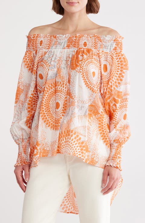 Off the Shoulder High-Low Tunic Shirt