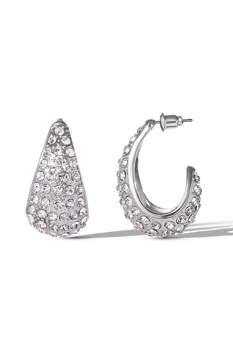 Pave Teardrop Earrings, Alternate, color, Silver