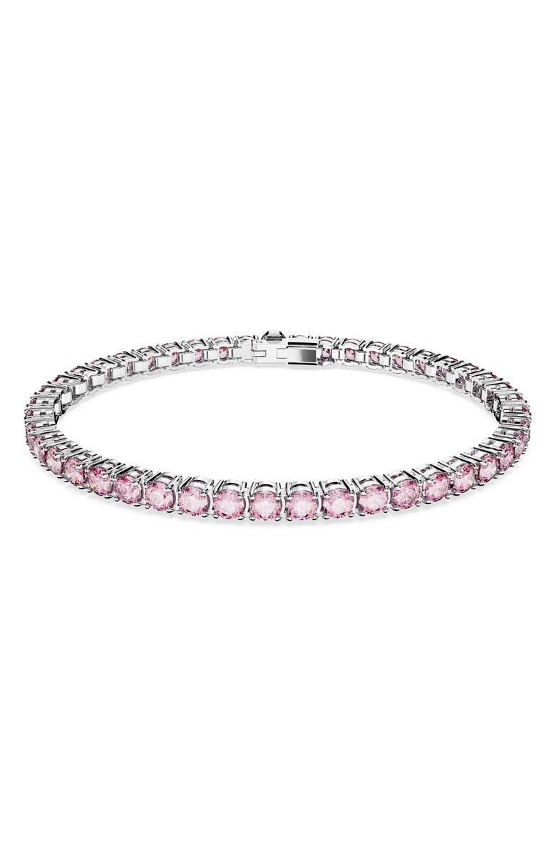 Swarovski Matrix Crystal Tennis Bracelet, Main, color, Pink