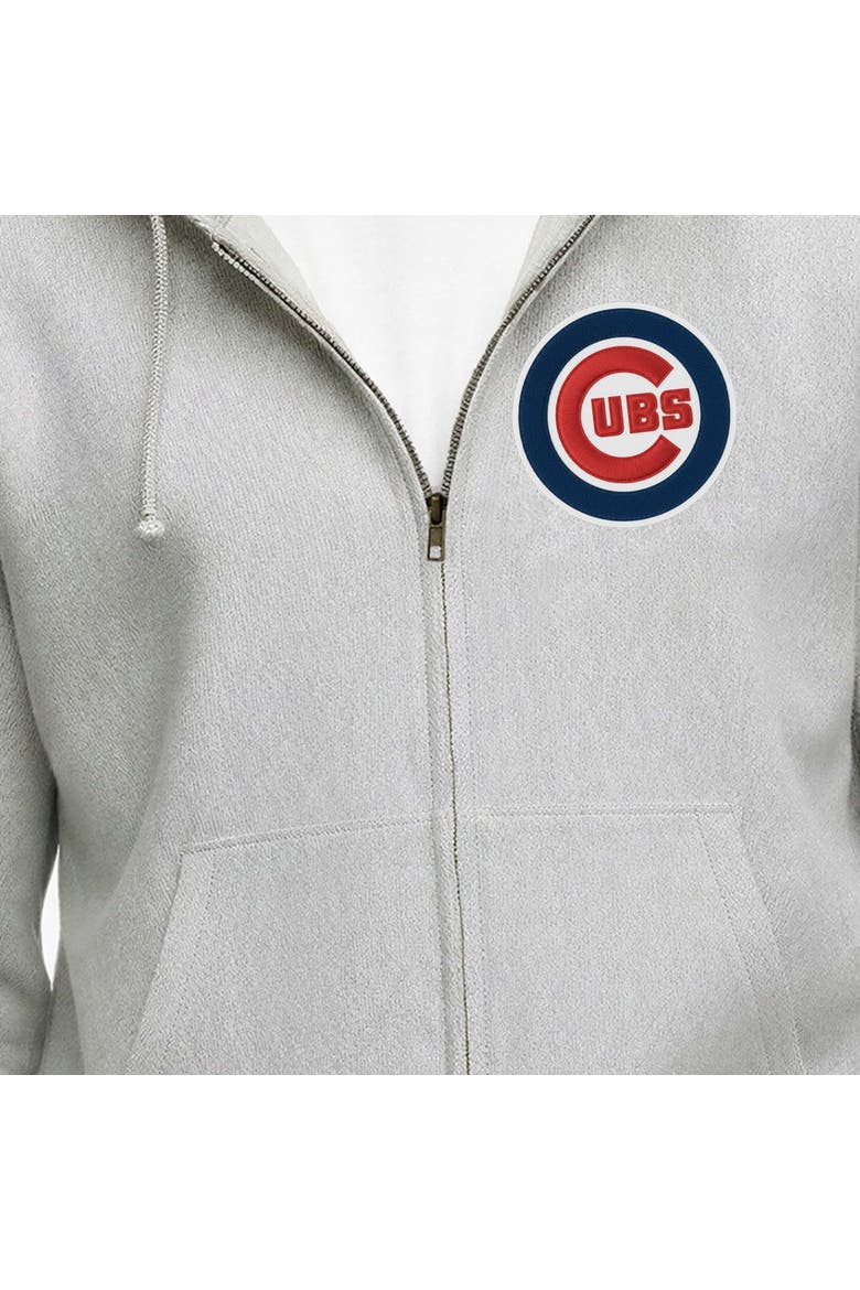 Men's Champion  Gray Chicago Cubs Reverse Weave Chenille Full-Zip Hoodie, Alternate, color, Gray