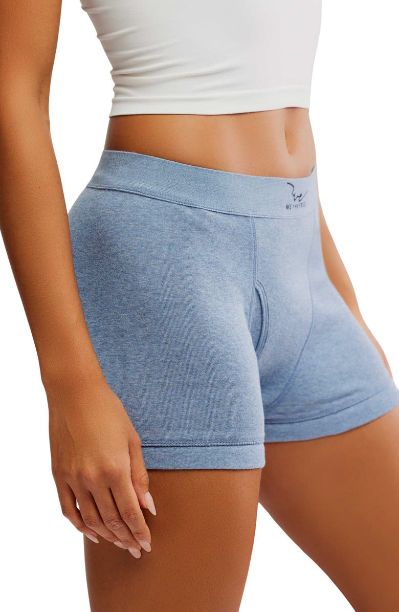 Free People We the Free Cotton Boxer Briefs, Alternate, color, Denim Heather