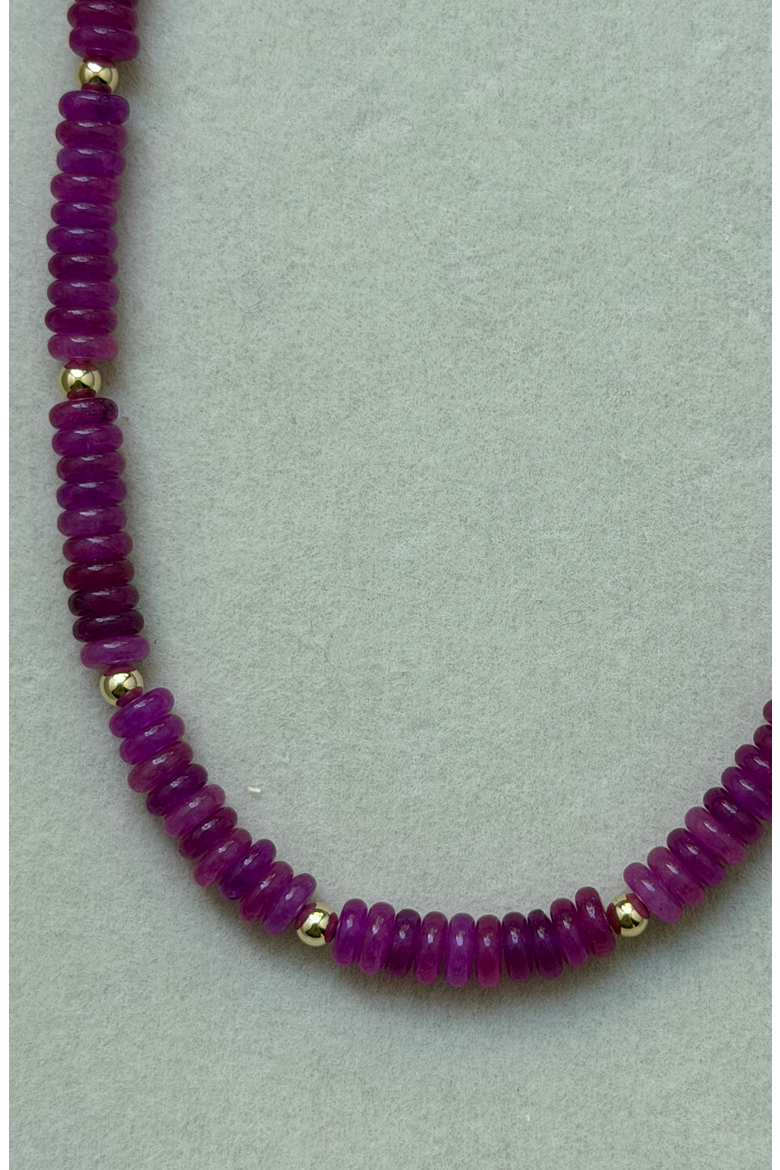 Fuchsia and 14k Gold Filled Beaded Necklace, Alternate, color, Pink