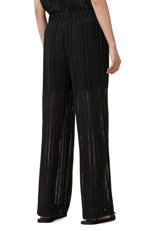 Allsaints Womens Black Giana Wide-leg Knitted Trousers In Black