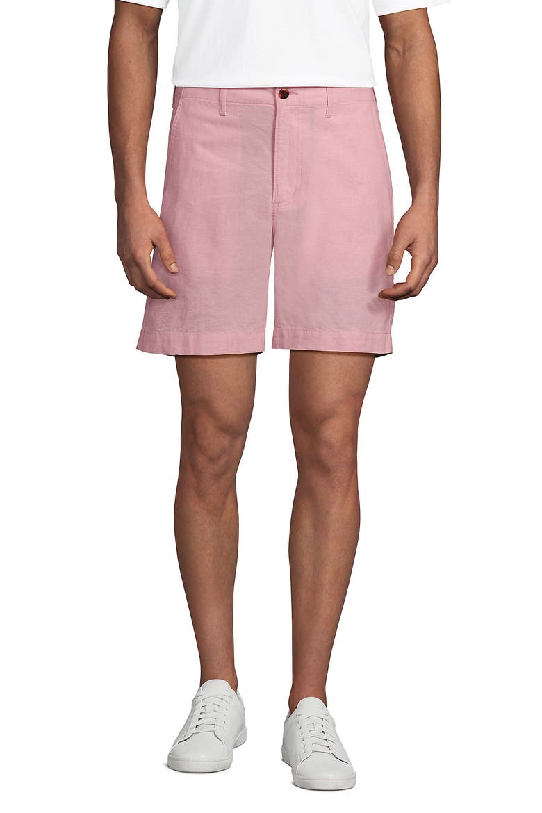 7" Classic Fit Linen Blend Short, Main, color, Pale Sunset Coral Pink