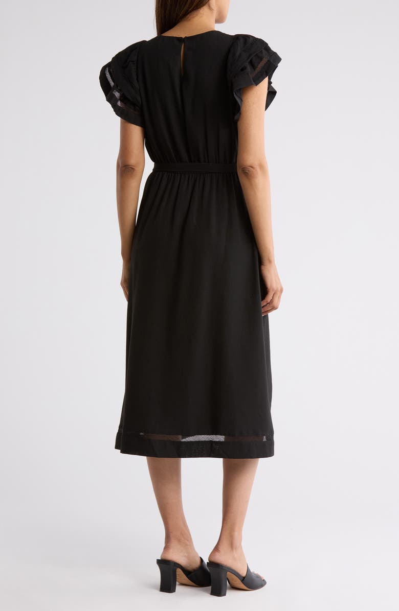 DR2 by Daniel Rainn Double Ruffle Flutter Sleeve Fit & Flare Midi Dress, Alternate, color,