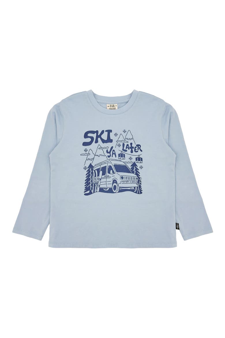 Kids' Ski Ya Later Long Sleeve Cotton Graphic T-Shirt, Main, color, CELESTIAL BLUE
