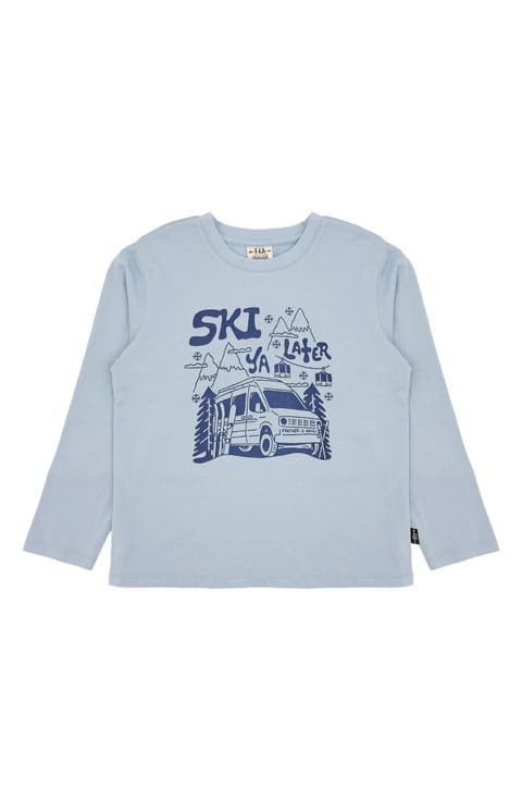 Kids' Ski Ya Later Long Sleeve Cotton Graphic T-Shirt