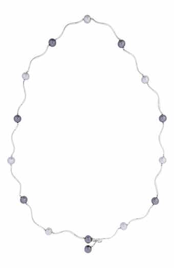 Faux Pearl Station Wave Necklace