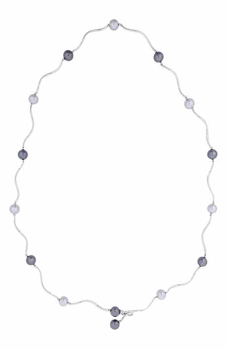 Faux Pearl Station Wave Necklace