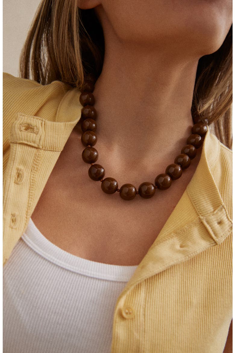 Jane Beaded Necklace, Alternate, color, BROWN