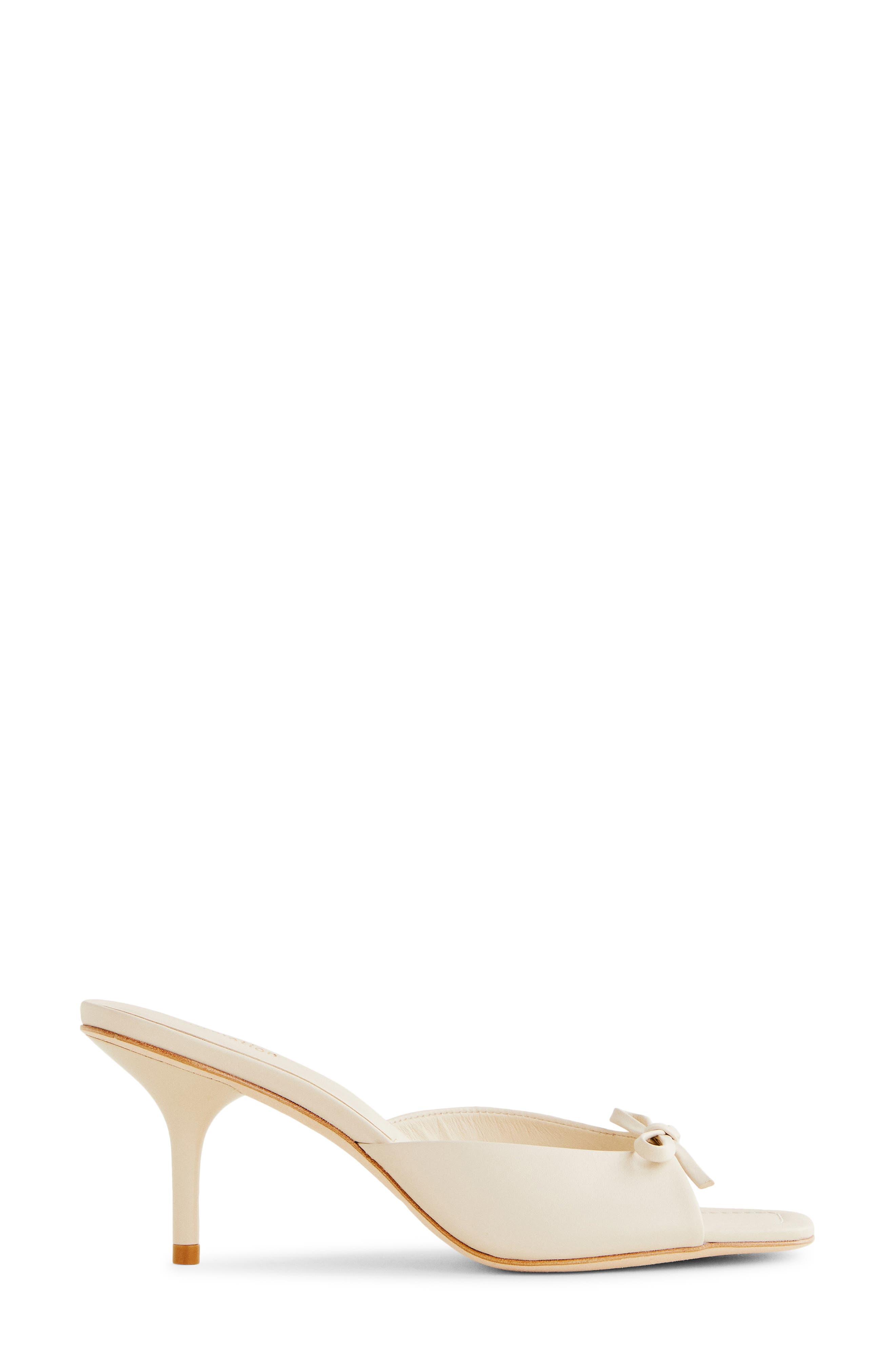 Reformation Clementine Heeled Mule Sandal, Main, color, Almond Leather